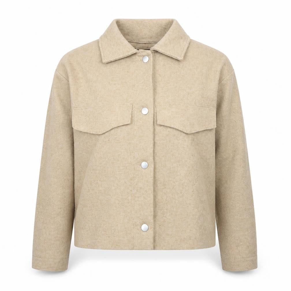 Oliver O Womens Beige Collared Knit Cardigan Small