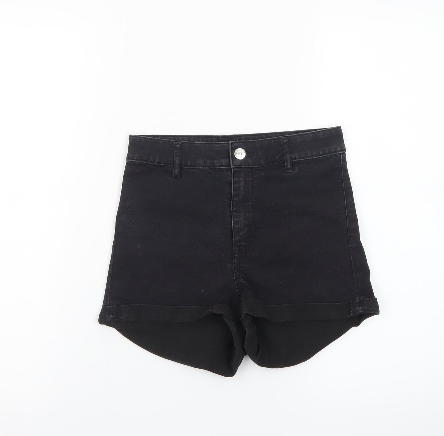 H&M Divided Women’s Black High Rise Denim Hot Pants Shorts Size 8
