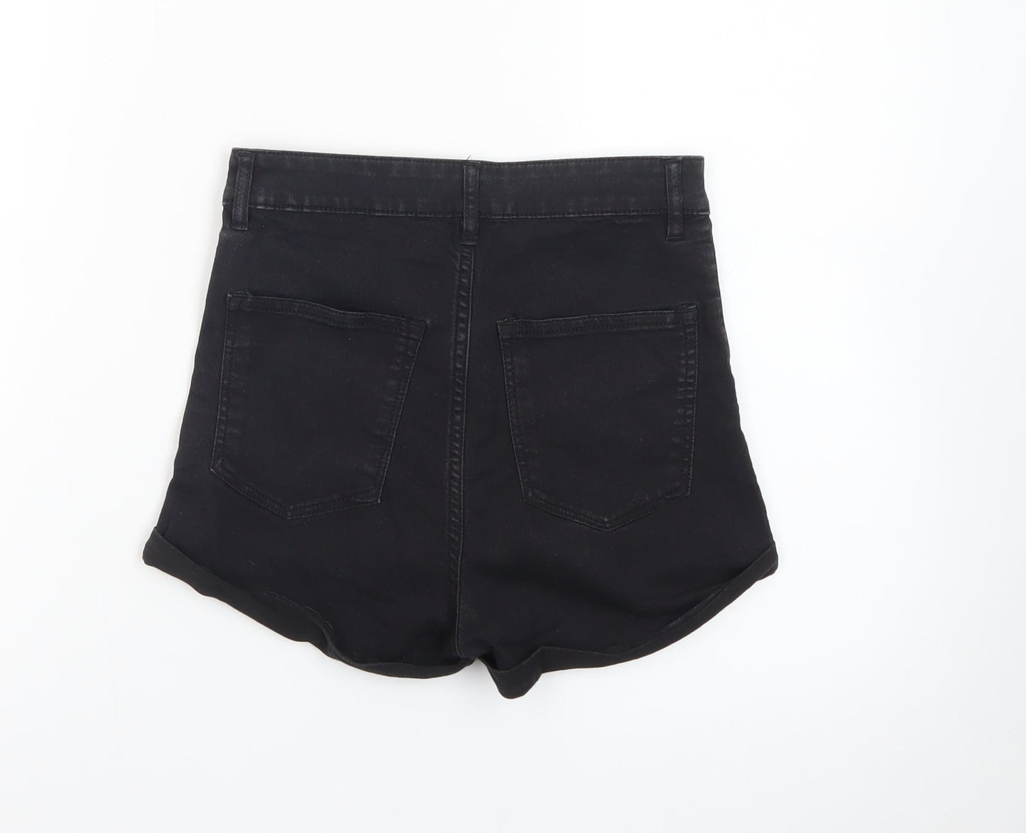 H&M Divided Women’s Black High Rise Denim Hot Pants Shorts Size 8
