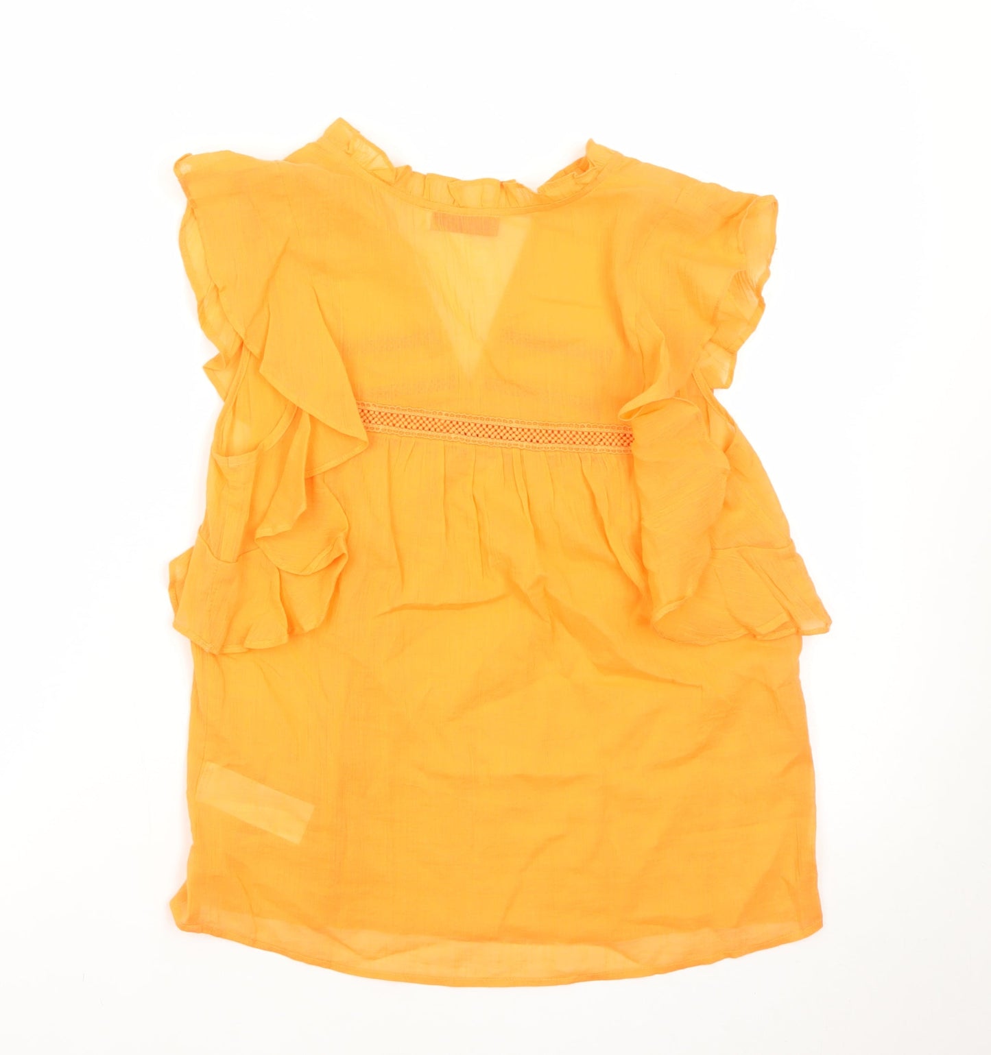 Mint Velvet Women's Orange Ruffle Cotton Tunic Blouse Size 6