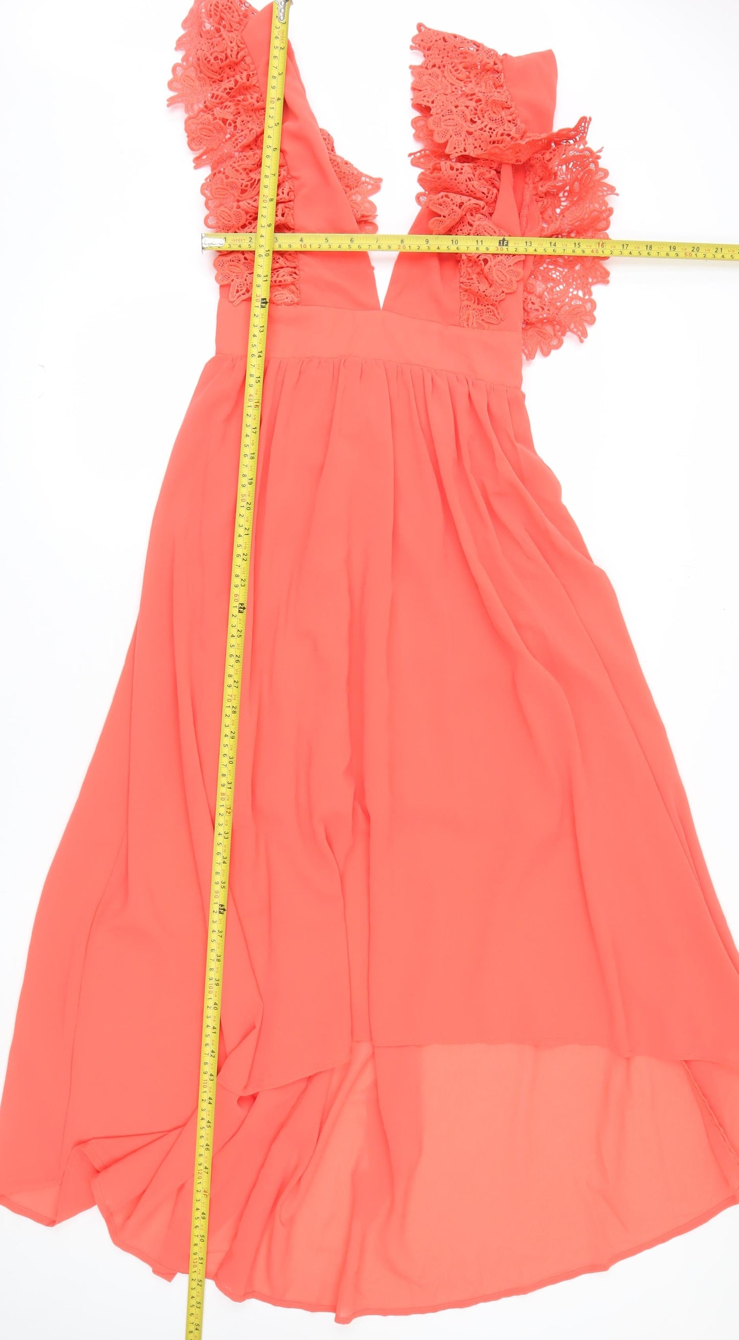 Dainty Women’s Orange Fit & Flare Lace Cocktail Dress Size S