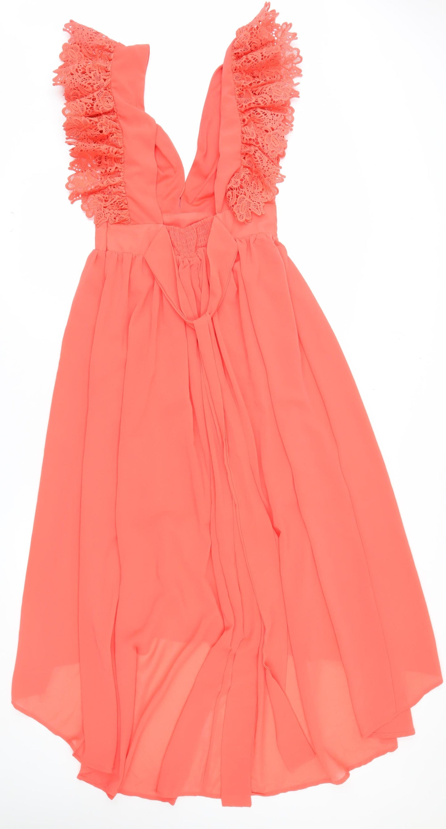 Dainty Women’s Orange Fit & Flare Lace Cocktail Dress Size S