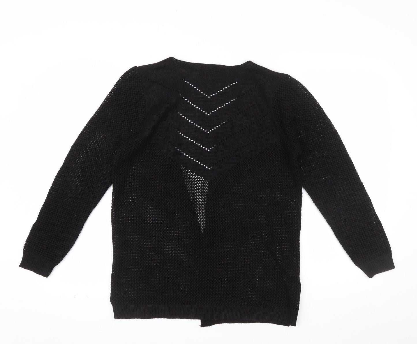 Envy I Women Black Open-Knit Long Sleeve Cardigan M/L