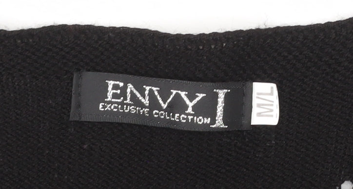 Envy I Women Black Open-Knit Long Sleeve Cardigan M/L