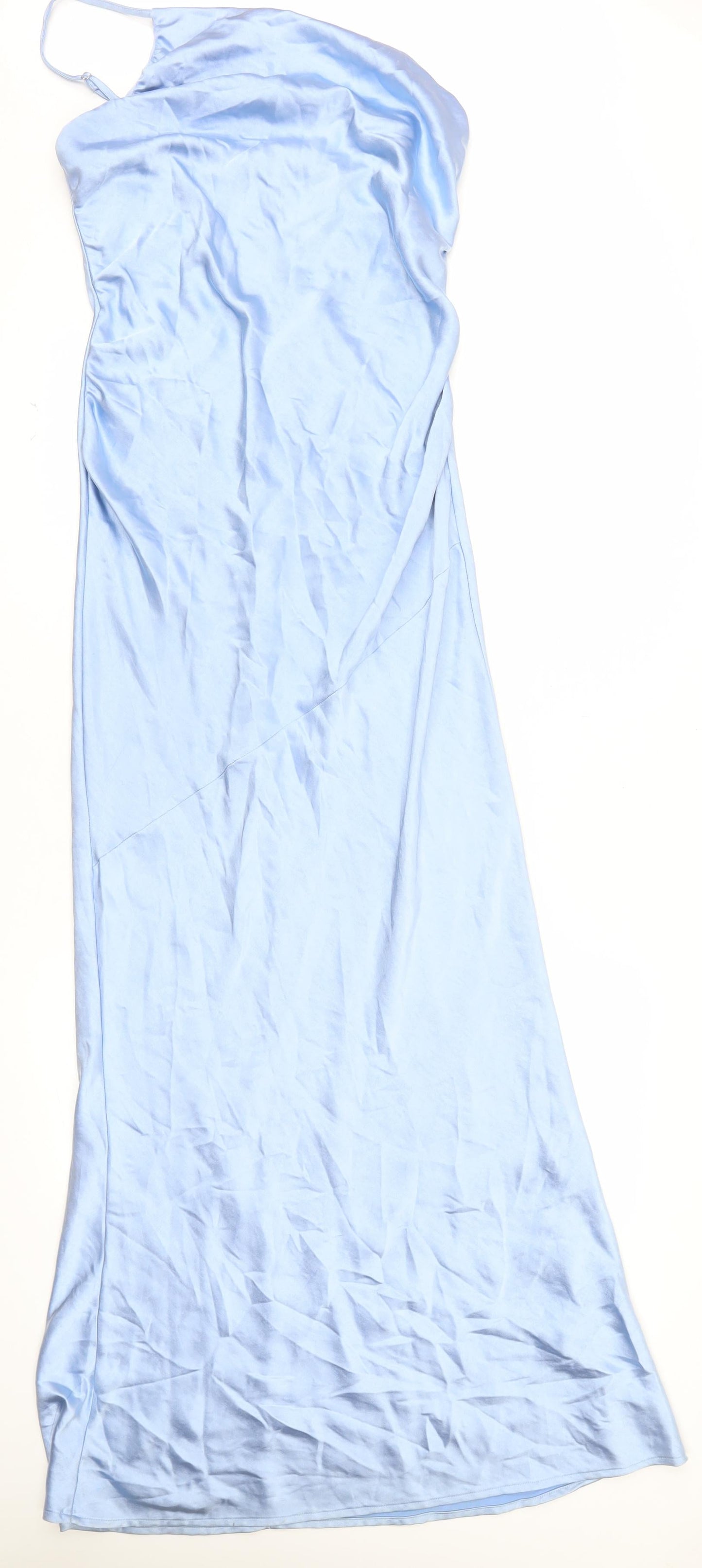 Boohoo Women’s Blue Satin Cowl Neck Long Slip Dress Size 10