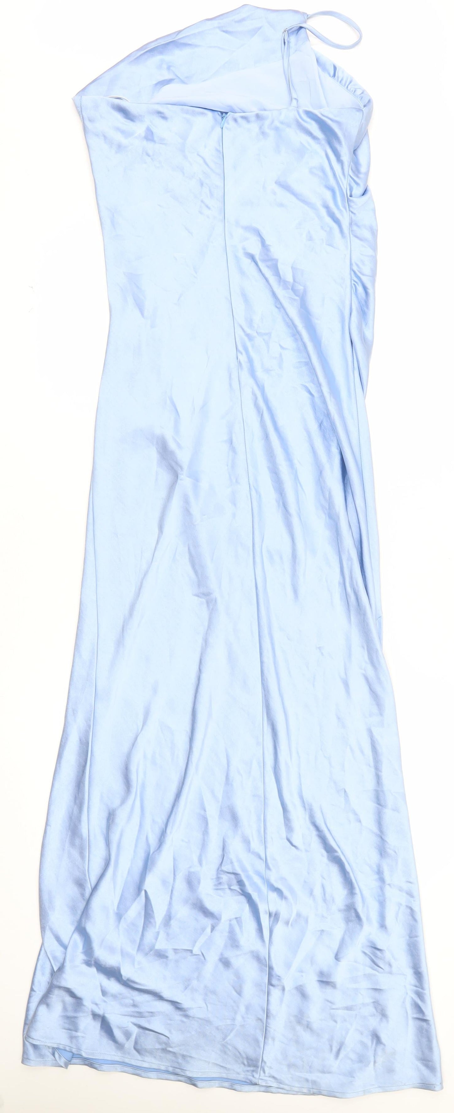 Boohoo Women’s Blue Satin Cowl Neck Long Slip Dress Size 10