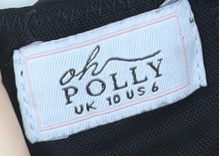 Oh Polly Women Black Bodycon Mesh Long Sleeve Short Dress UK 10