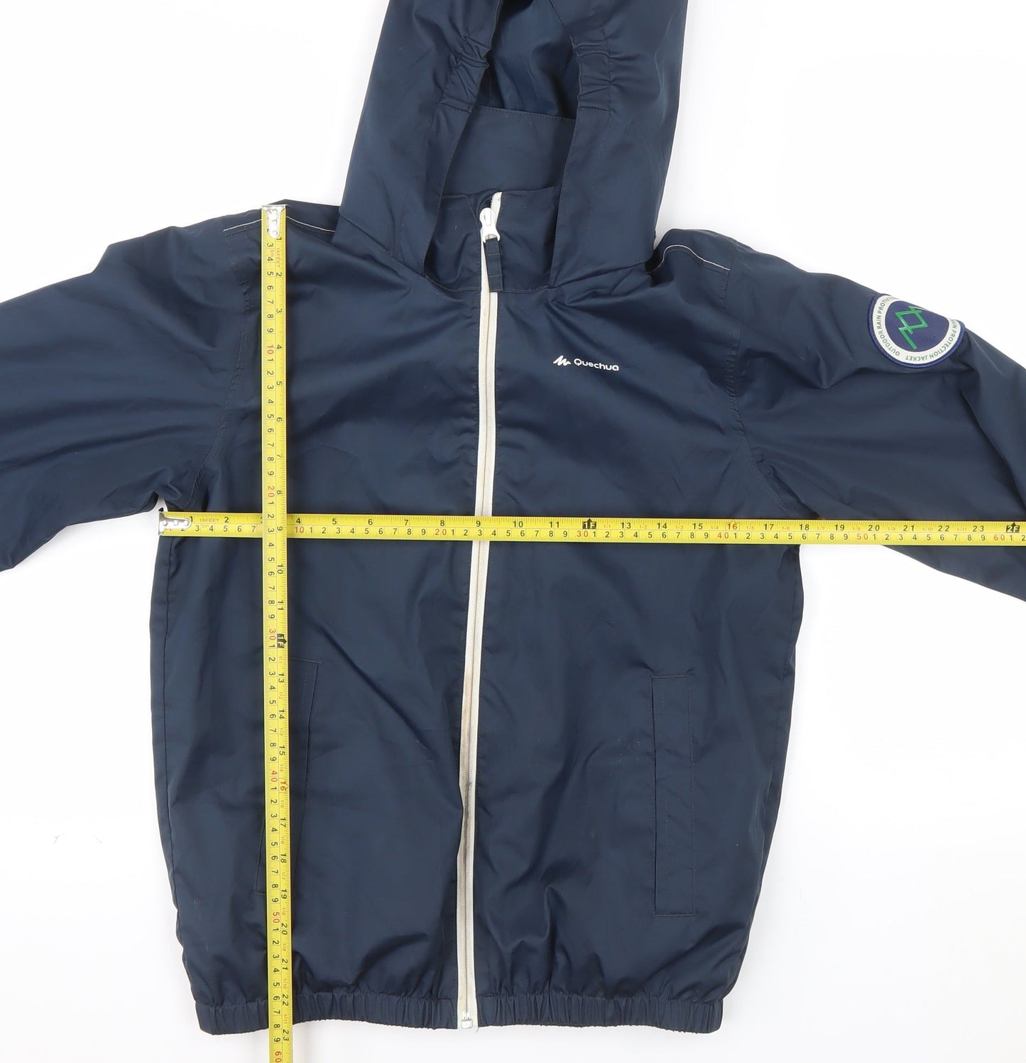 Quechua Boys Blue Hooded Windbreaker Jacket 14 Years Lightweight Outdoor