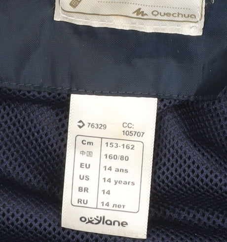 Quechua Boys Blue Hooded Windbreaker Jacket 14 Years Lightweight Outdoor