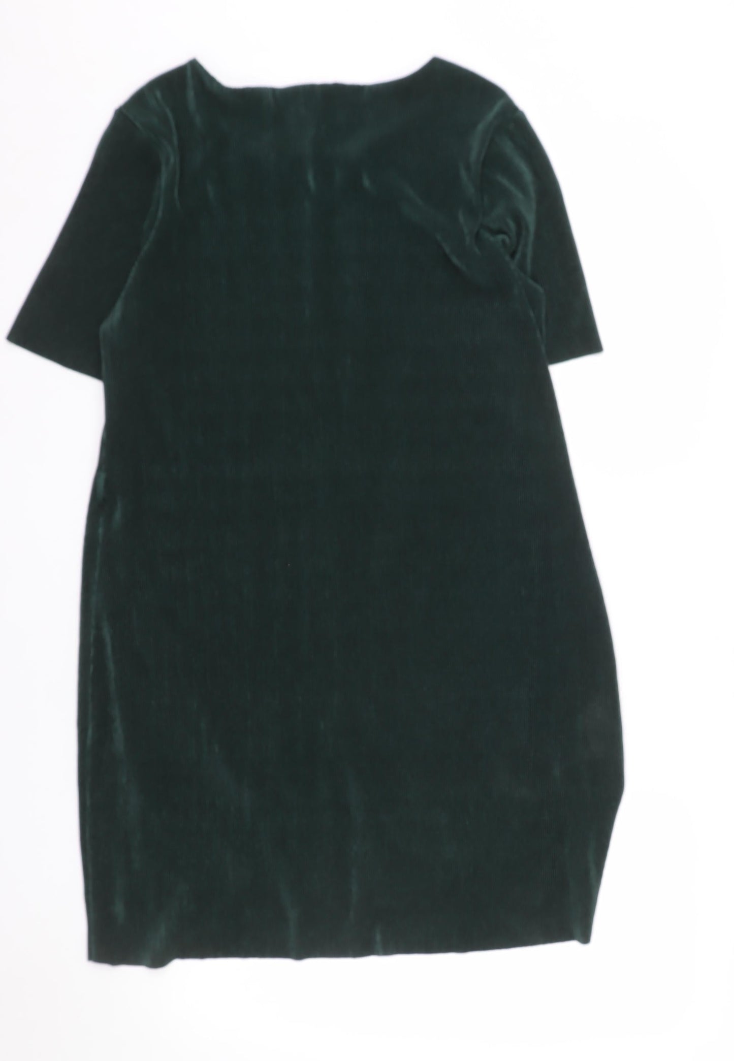 New Look Women Green Size 10 Velvet Shift Belted Dress