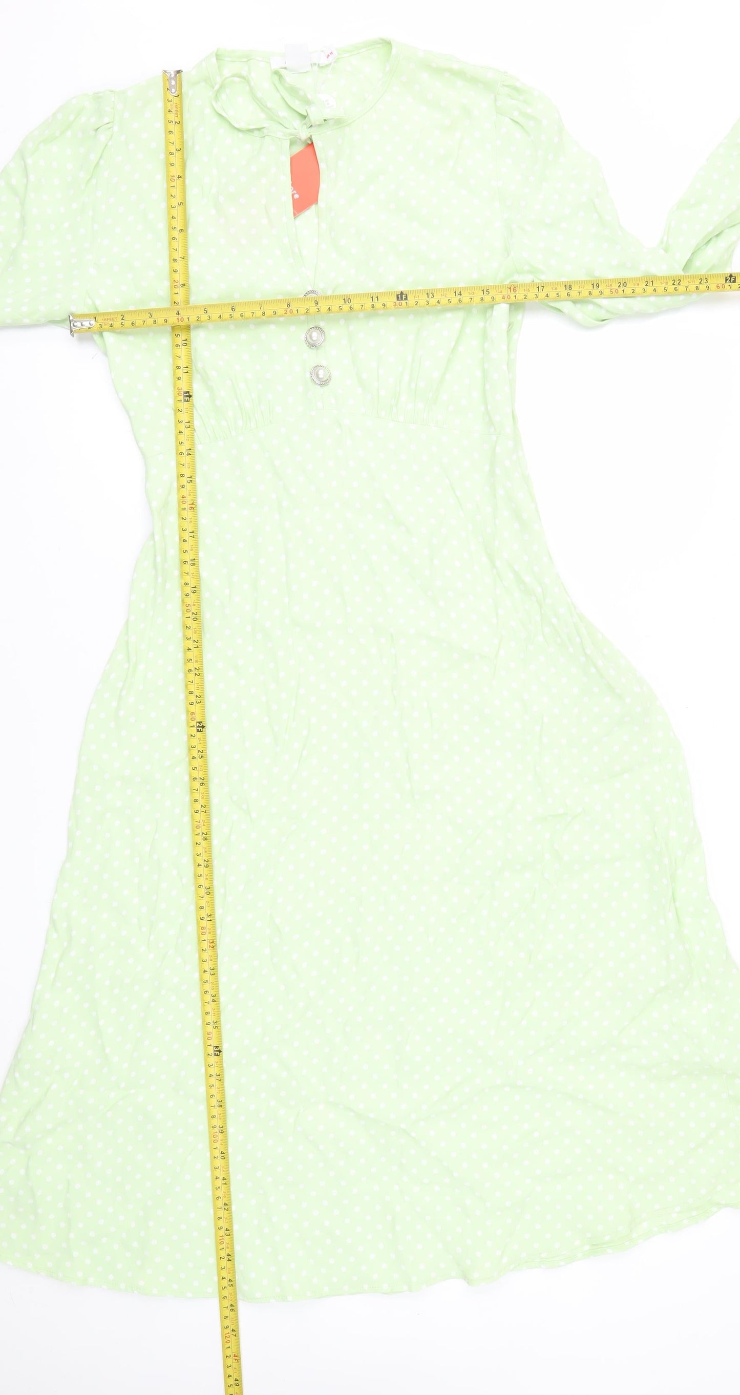 Finery Women Green Polka Dot Midi Fit & Flare Dress Size 10