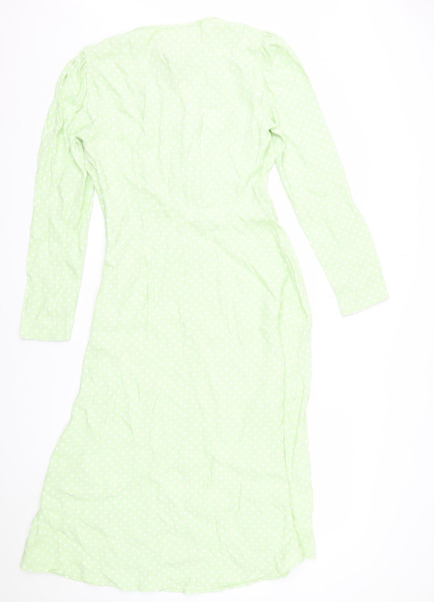 Finery Women Green Polka Dot Midi Fit & Flare Dress Size 10