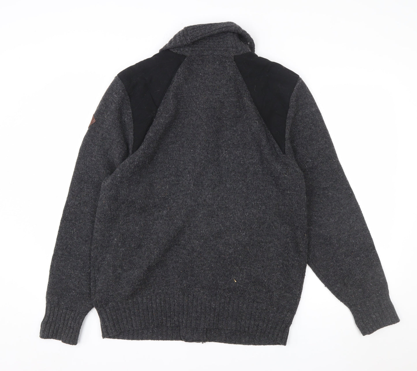 Timberland Men Grey Lambswool Knit Cardigan XL Slim Fit