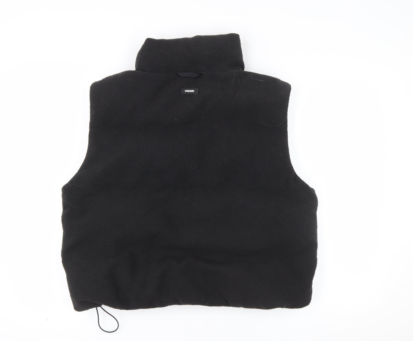 Gymshark Women's Black Fleece Waistcoat L Bodywarmer Zip Pockets Casual