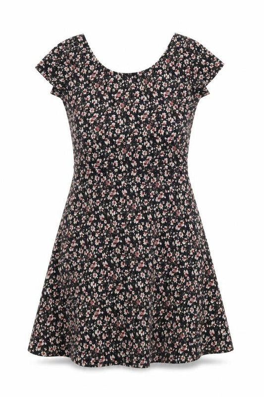 New Look Women’s Black Floral Fit & Flare Jersey Dress Size 10