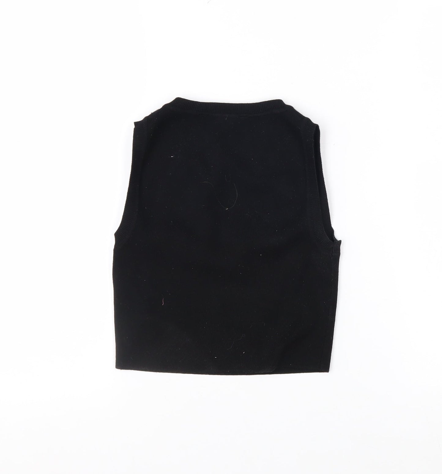 Zara Women's Black Cropped Sleeveless Slim Knit Tank Top S