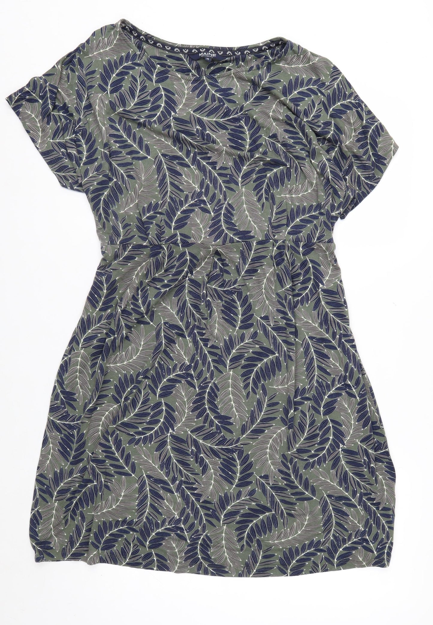 Maine New England Women’s Green Floral Jersey Shift Dress Size 20
