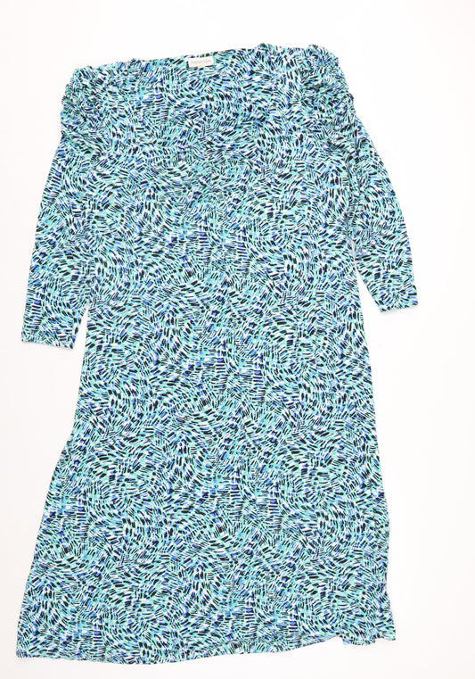 Monsoon Women’s Blue Geometric Off Shoulder Midi Dress XL