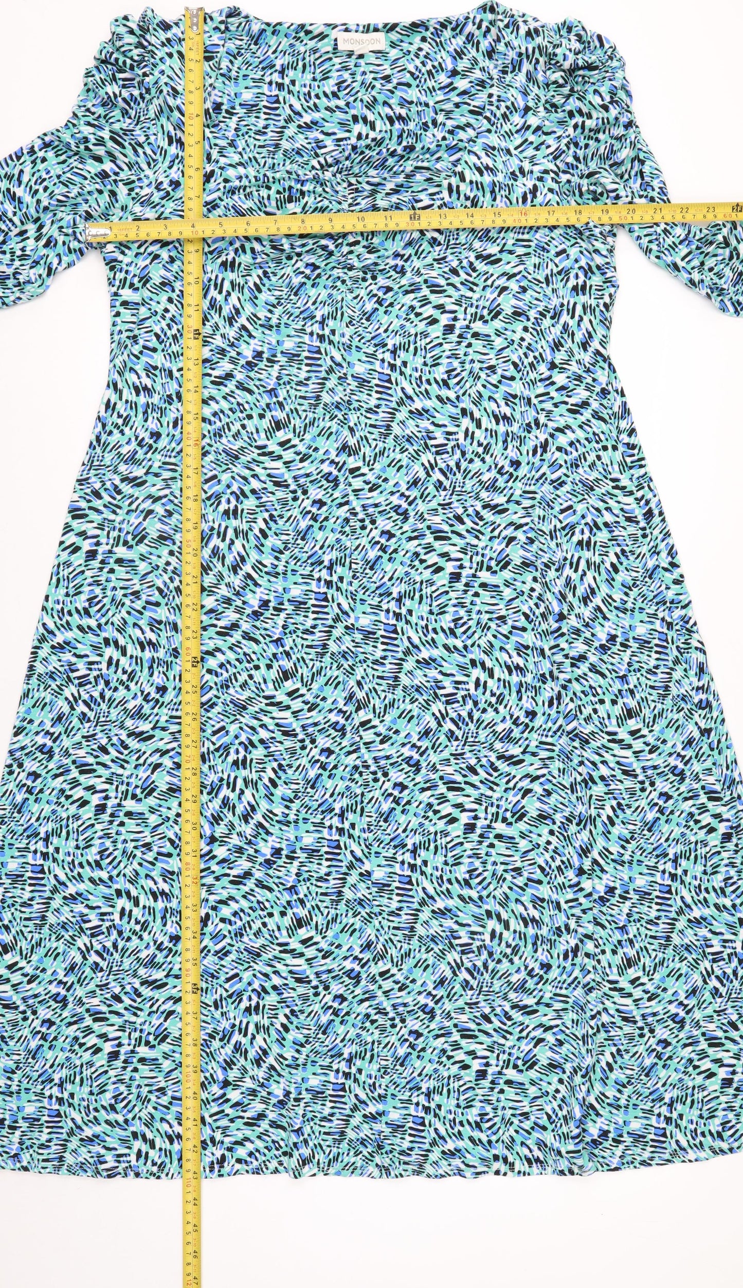 Monsoon Women’s Blue Geometric Off Shoulder Midi Dress XL