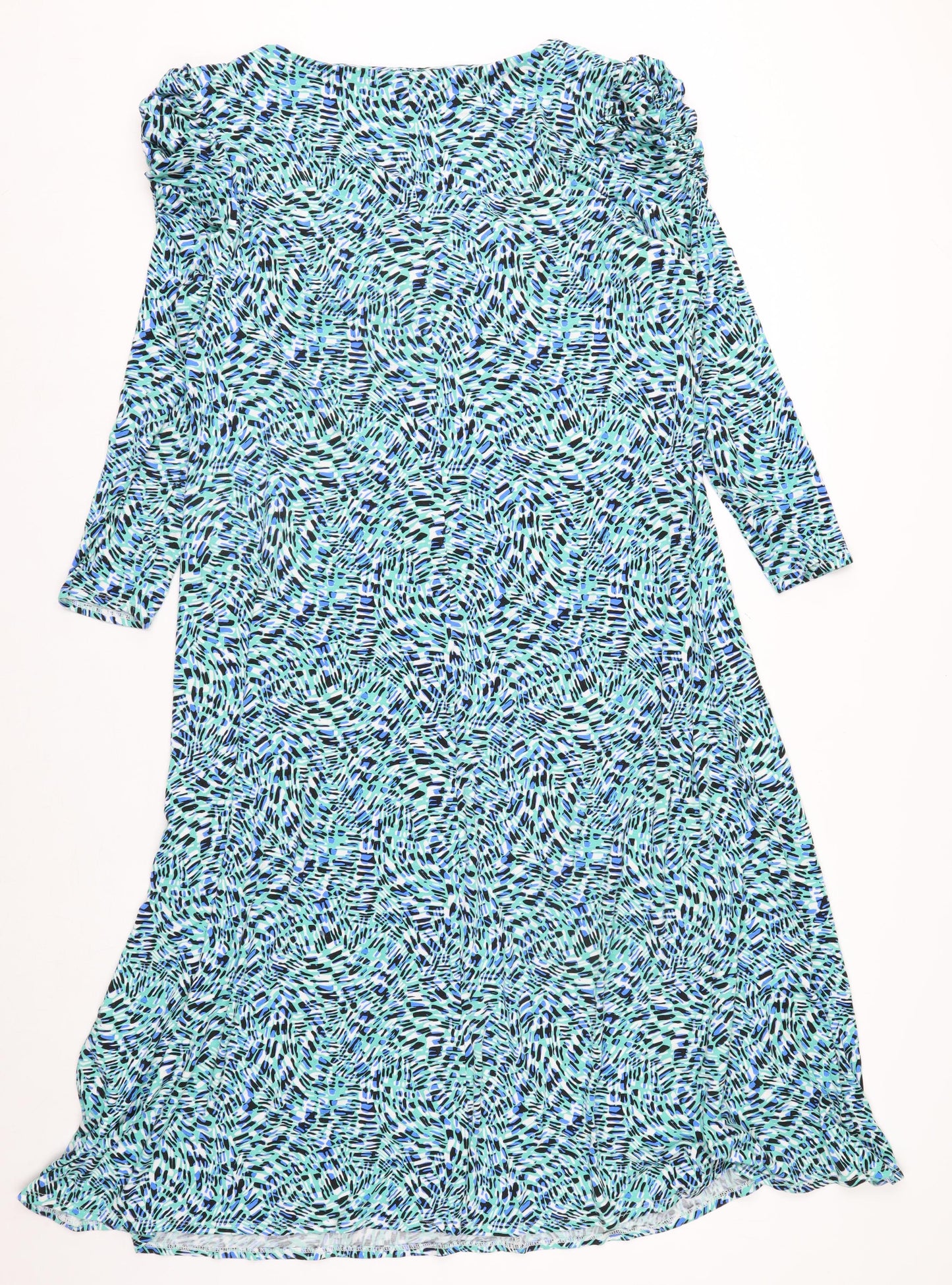 Monsoon Women’s Blue Geometric Off Shoulder Midi Dress XL