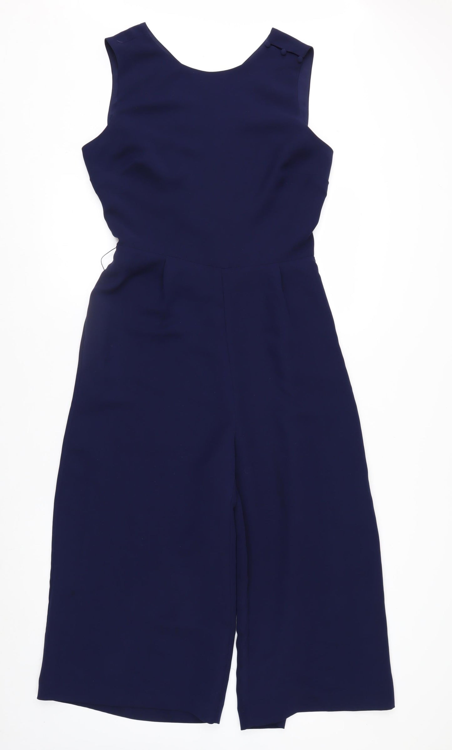 Warehouse Women Navy Blue Jumpsuit Size 12 Wide-Leg Sleeveless Elegant