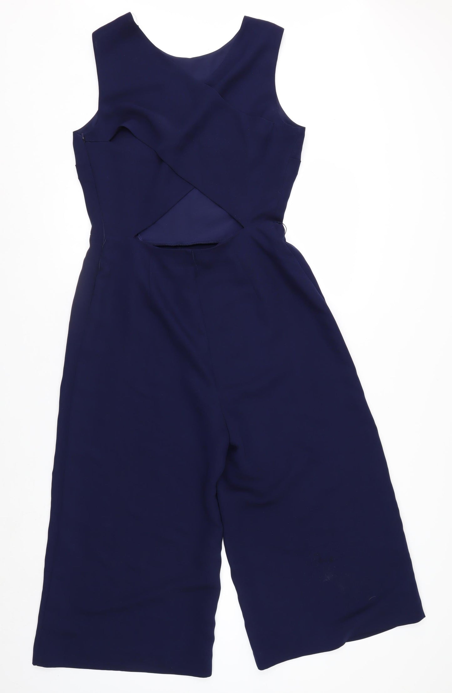 Warehouse Women Navy Blue Jumpsuit Size 12 Wide-Leg Sleeveless Elegant