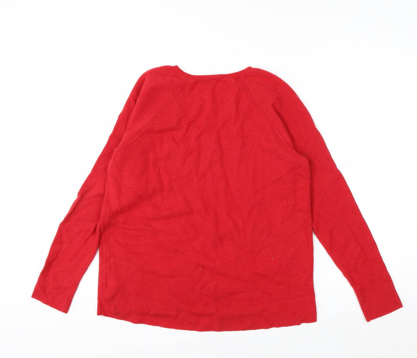 GAP Women's Red V-Neck Long Sleeve Wool Blend Jumper Size M