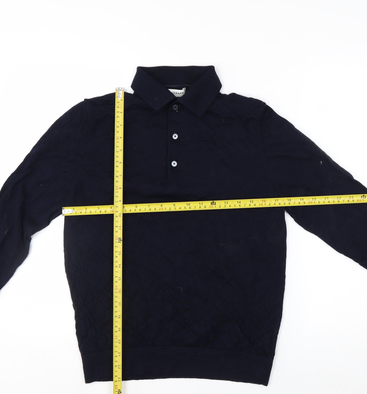 Marks and Spencer Men’s Blue Merino Wool Collared Henley Jumper M
