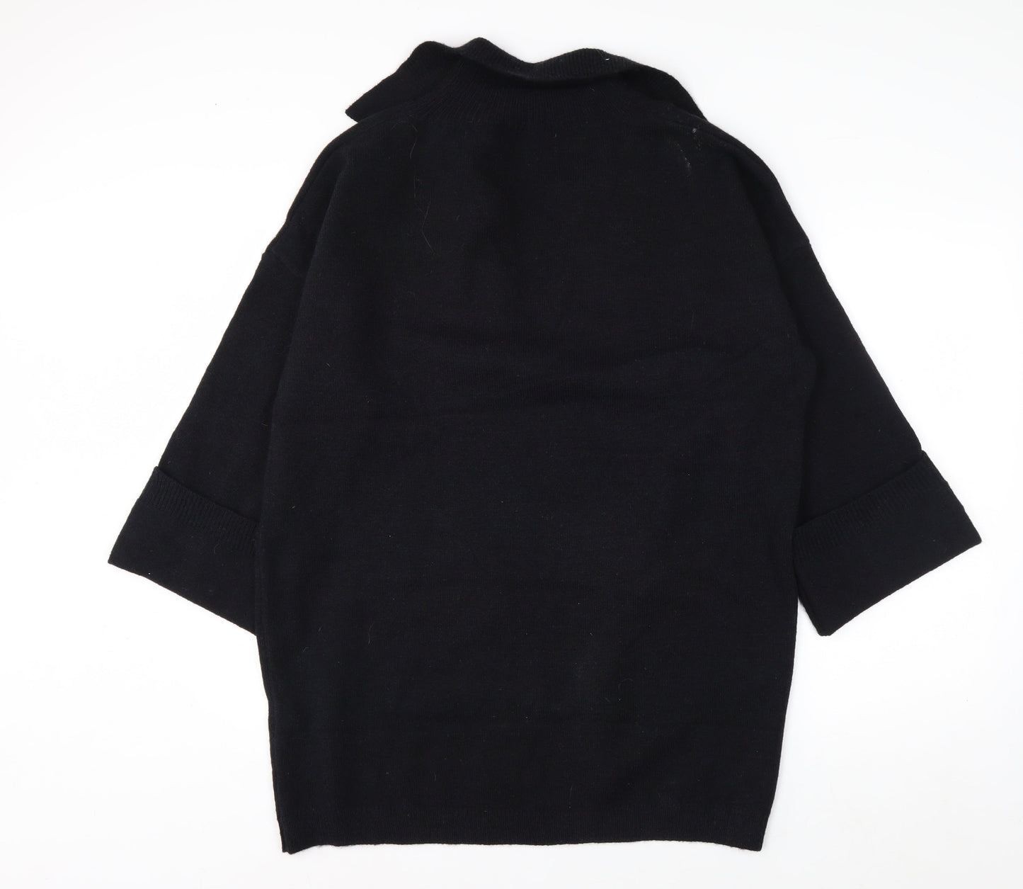 MissPap Women's Black V-Neck Knit Pullover Jumper M 3/4 Sleeve