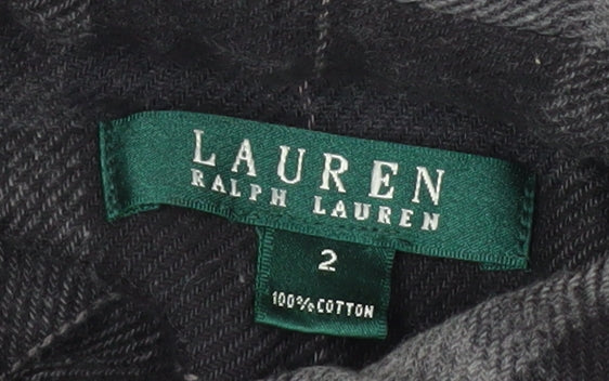 Ralph Lauren Women Black Plaid Cotton Belted Shirt Dress Size 2