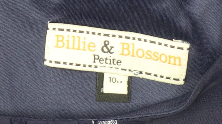 Billie & Blossom Petite Blue Feather Print Fit & Flare Dress Size 10