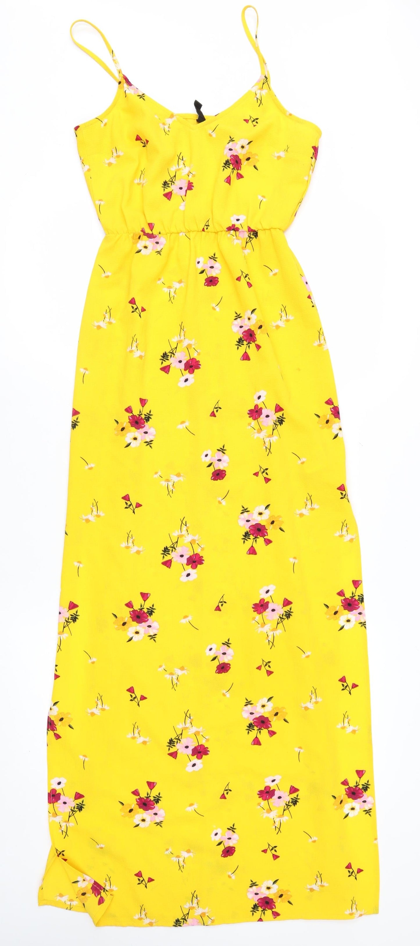 H&M Women Yellow Floral Midi Slip Dress Size 4