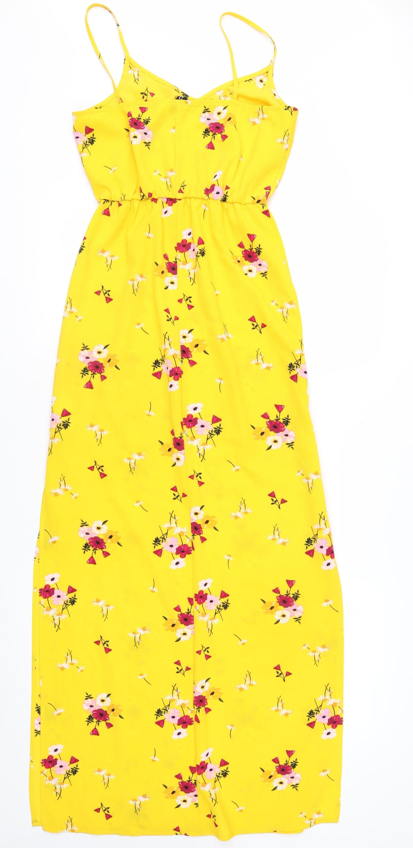 H&M Women Yellow Floral Midi Slip Dress Size 4
