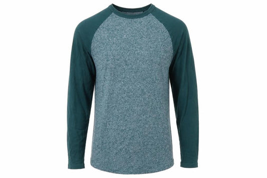Topman Men's Blue Long Sleeve Colourblock Casual T-Shirt Size S