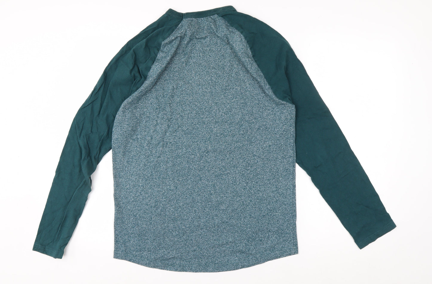 Topman Men's Blue Long Sleeve Colourblock Casual T-Shirt Size S