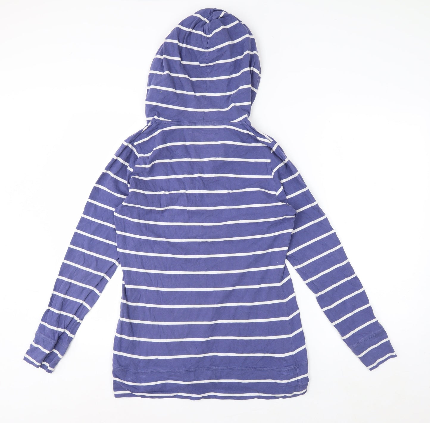 One Earth Women’s Blue Striped Pullover Hoodie Size 14 Cotton