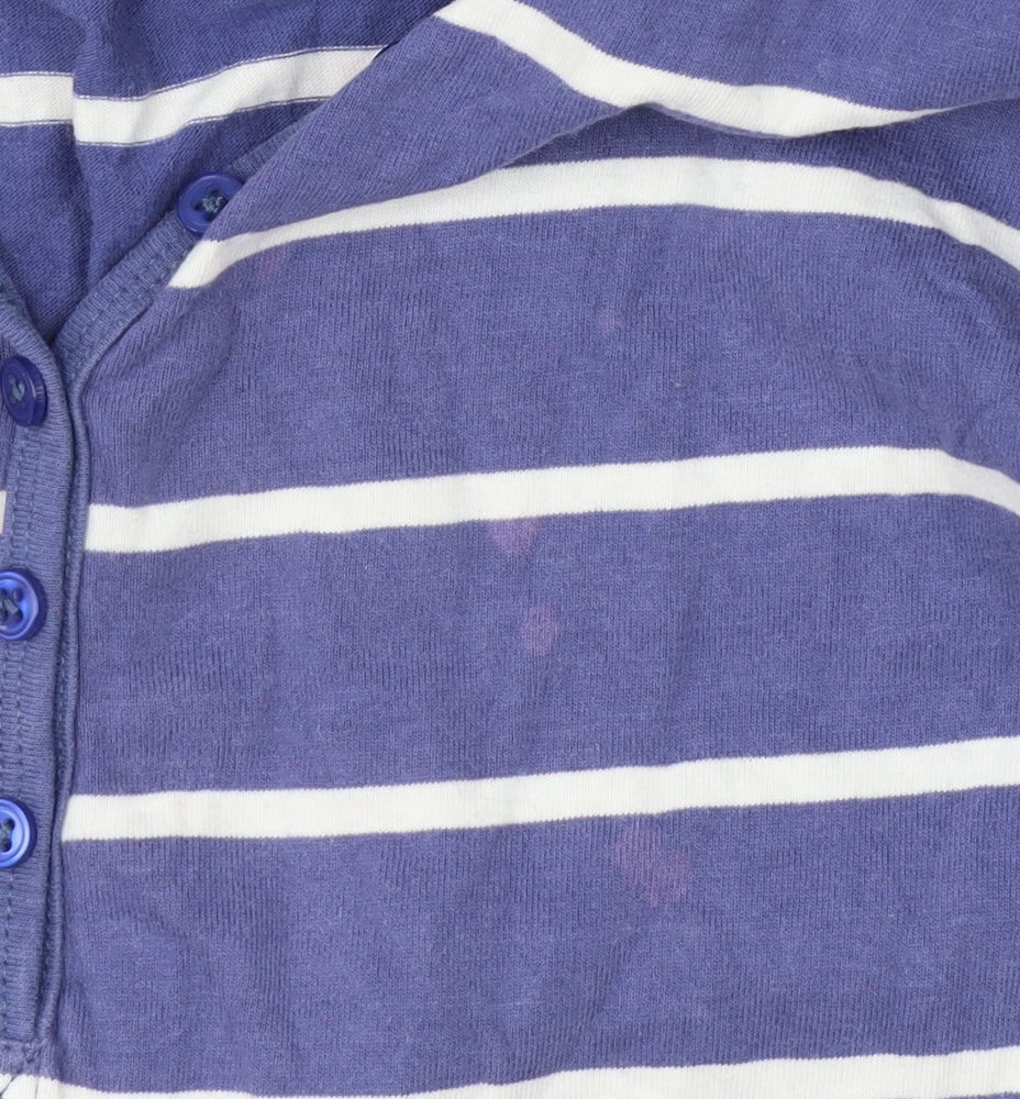 One Earth Women’s Blue Striped Pullover Hoodie Size 14 Cotton