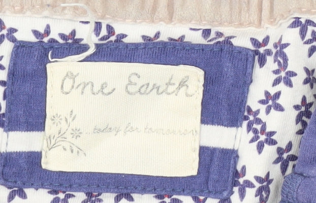One Earth Women’s Blue Striped Pullover Hoodie Size 14 Cotton