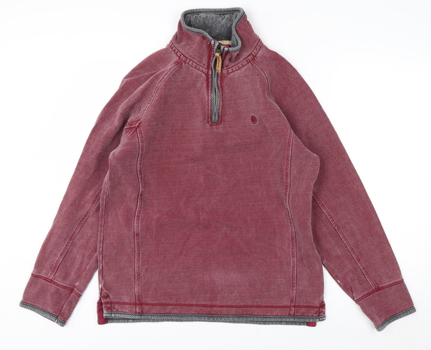 FatFace Men's Red 1/4 Zip Pullover Sweatshirt S Cotton Casual