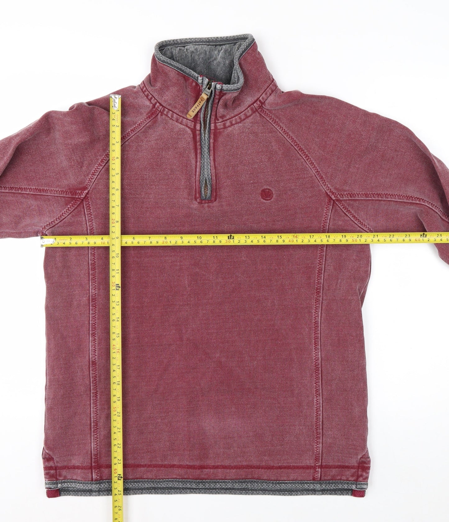 FatFace Men's Red 1/4 Zip Pullover Sweatshirt S Cotton Casual