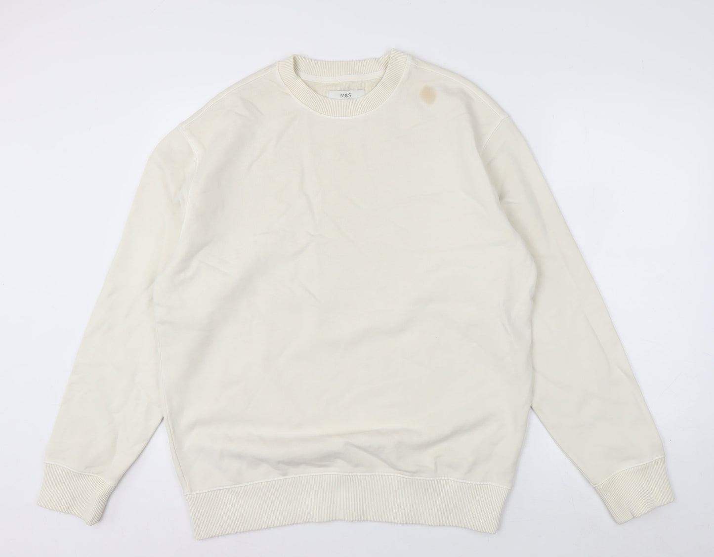 Marks and Spencer Men's Ivory Relaxed Fit Sweatshirt M
