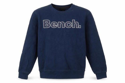Bench Men’s Blue Sweatshirt S Pullover Crew Neck Logo Cotton Blend