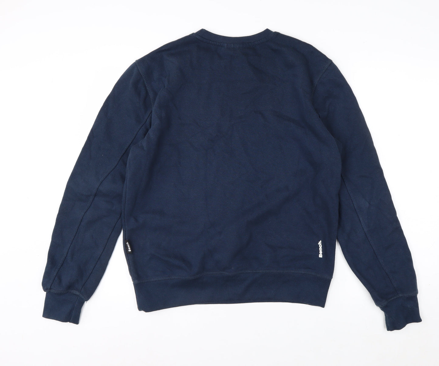Bench Men’s Blue Sweatshirt S Pullover Crew Neck Logo Cotton Blend