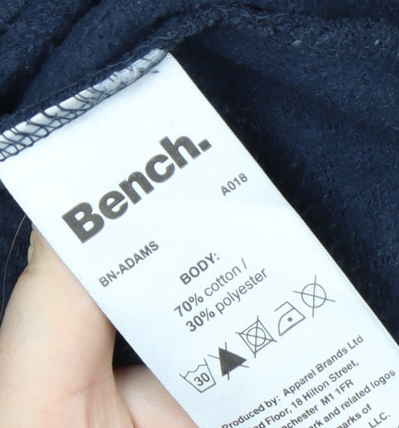 Bench Men’s Blue Sweatshirt S Pullover Crew Neck Logo Cotton Blend