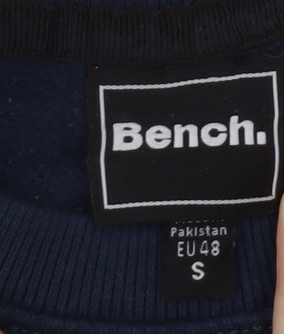 Bench Men’s Blue Sweatshirt S Pullover Crew Neck Logo Cotton Blend