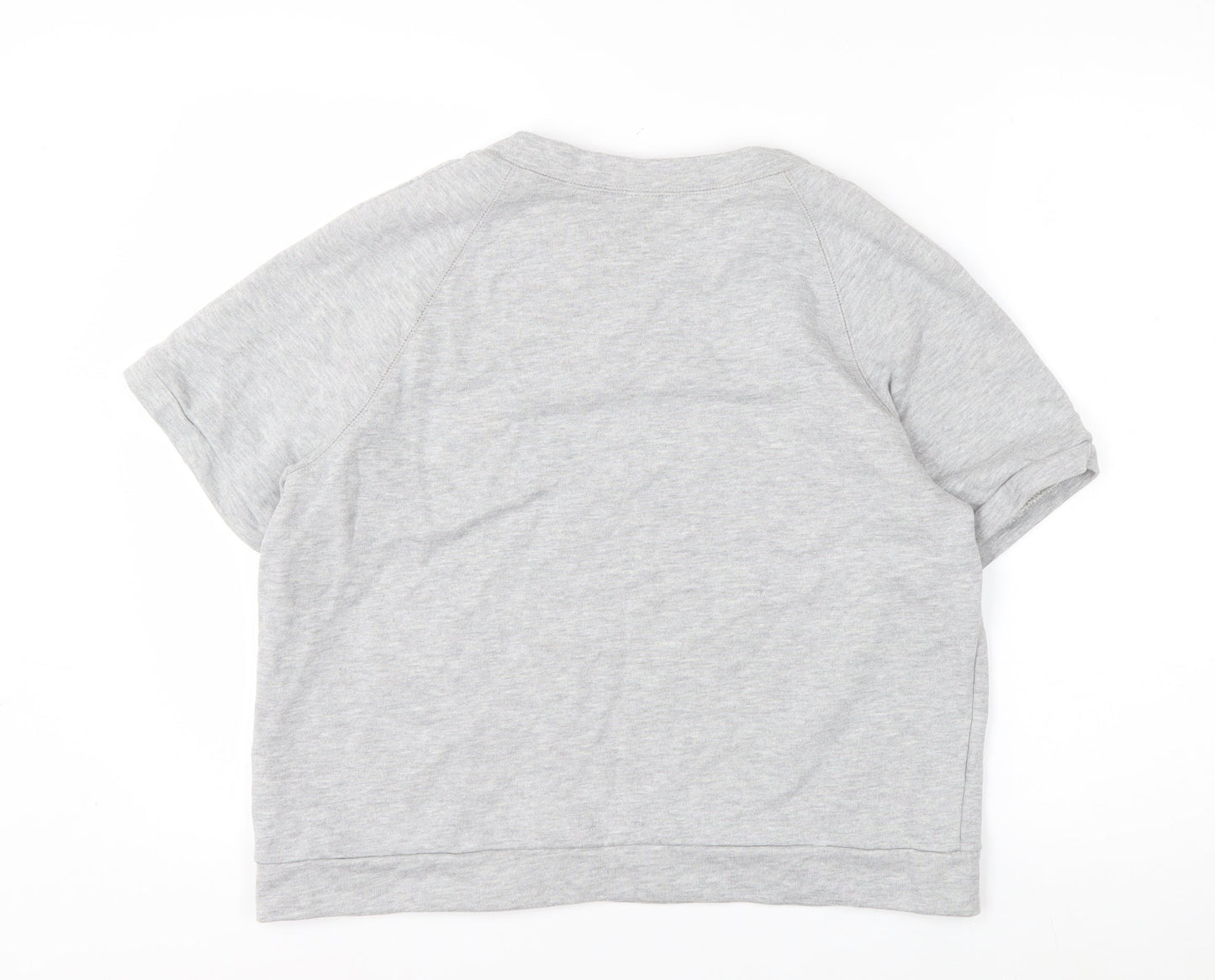 H&M Womens Grey Short Sleeve Pullover Sweatshirt Size 12 Graphic Print