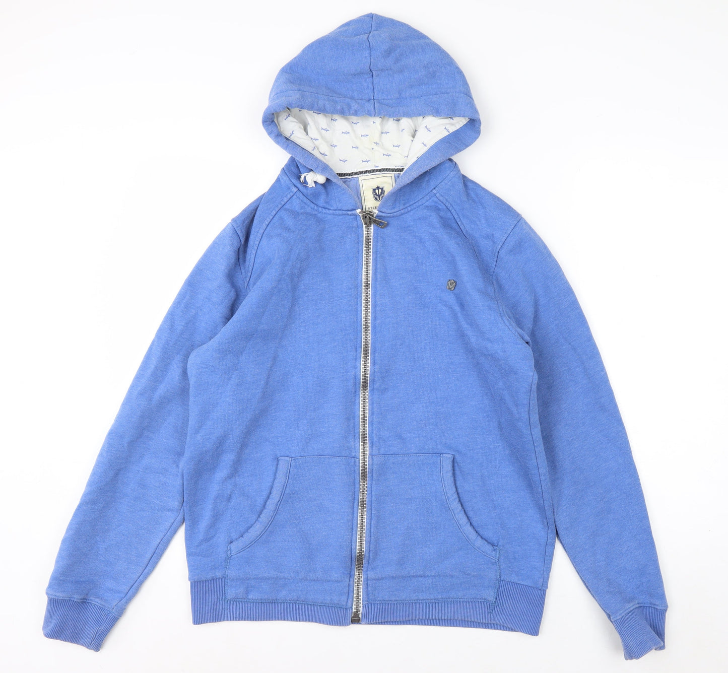 Steel & Jelly Men's Blue Full Zip Hoodie M Cotton Blend
