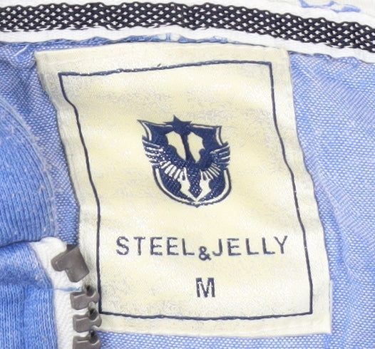 Steel & Jelly Men's Blue Full Zip Hoodie M Cotton Blend