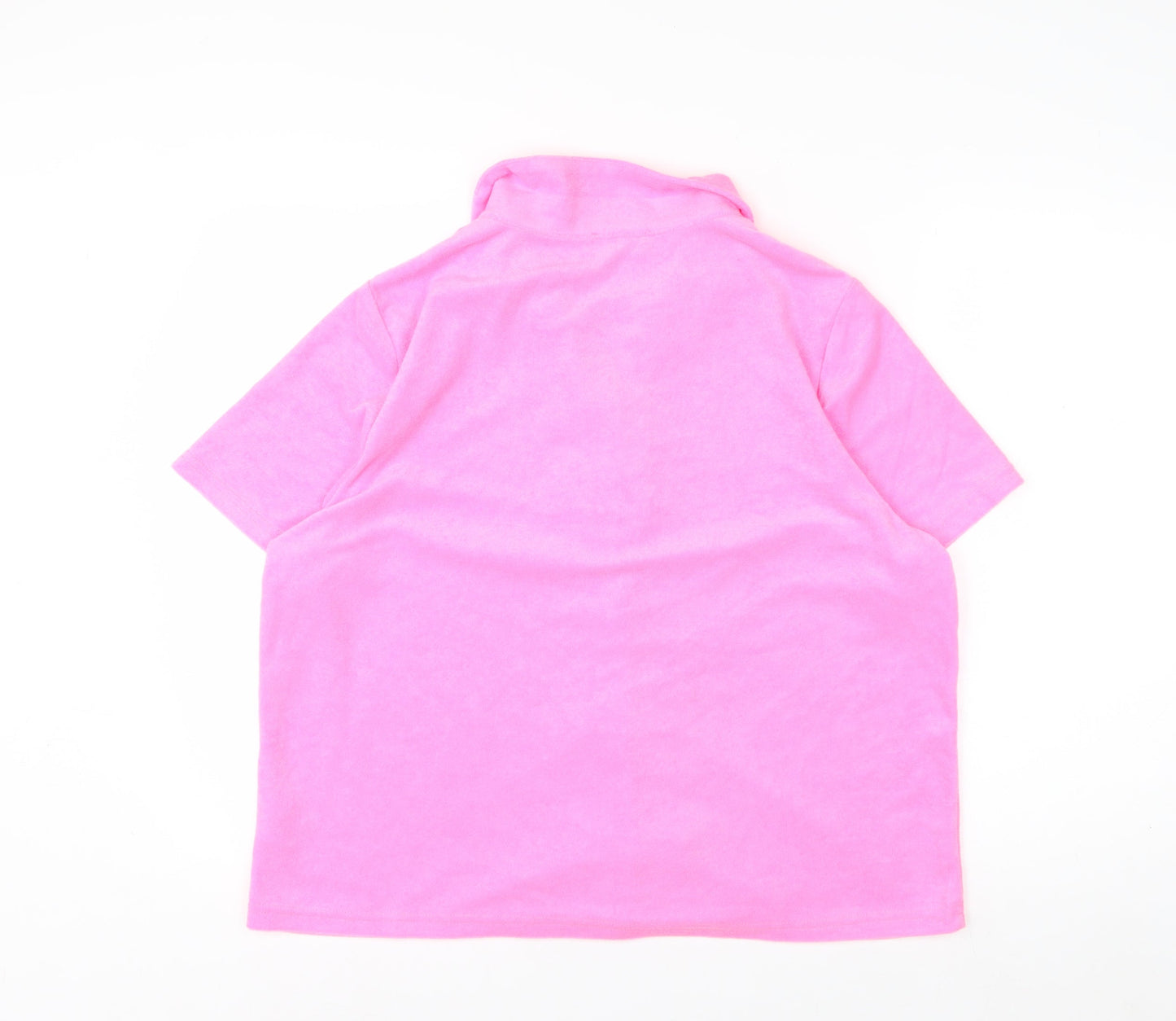 Klass Women's Pink Short Sleeve Collared Button-Up Blouse XL
