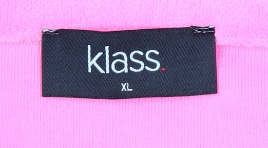 Klass Women's Pink Short Sleeve Collared Button-Up Blouse XL